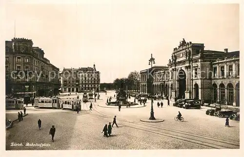 AK / Ansichtskarte Strassenbahn Zuerich Bahnhofplatz Kat. Strassenbahn