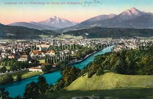 AK / Ansichtskarte Innsbruck Panorama von der Weiherburg Serles Nockspitze Kat. Innsbruck