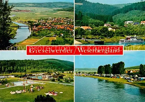 AK / Ansichtskarte Gieselwerder Freibad Camping Personenschiffahrt  Kat. Oberweser