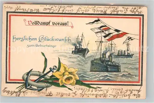 AK / Ansichtskarte Marine Geburtstag Narzisse Anker Litho  Kat. Schiffe