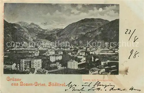 AK / Ansichtskarte Gries Quirein Bozen Panorama mit Rosengarten Dolomiten