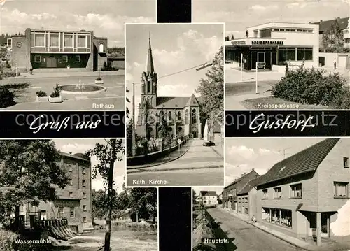 AK / Ansichtskarte Gustorf Rathaus Kreissparkasse Hauptstrasse Wassermuehle Kirche Kat. Grevenbroich