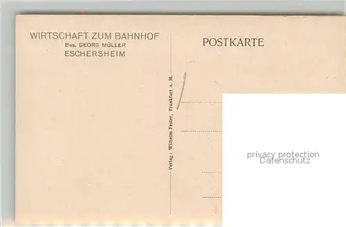 AK / Ansichtskarte Eschersheim Rauscher aepfelwein 1904 Wirtschaft zum Bahnhof Originalzeichnung W. Altheim Kuenstlerkarte Kat. Frankfurt am Main