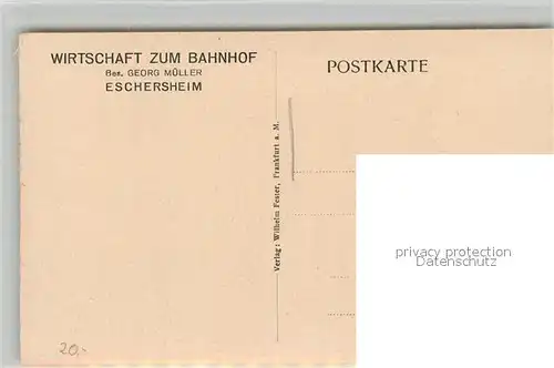 AK / Ansichtskarte Eschersheim Suesser aepfelwein 1904 Wirtschaft zum Bahnhof Originalzeichnung W. Altheim Kuenstlerkarte Kat. Frankfurt am Main