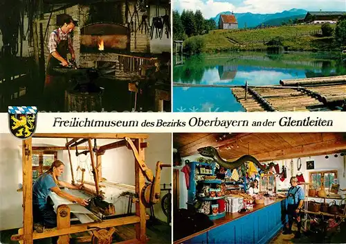 AK / Ansichtskarte Grossweil Freilichtmuseum an der Glenleiten Schmiede Holzkapelle mit Loisach Weberei Kramerladen Kat. Grossweil