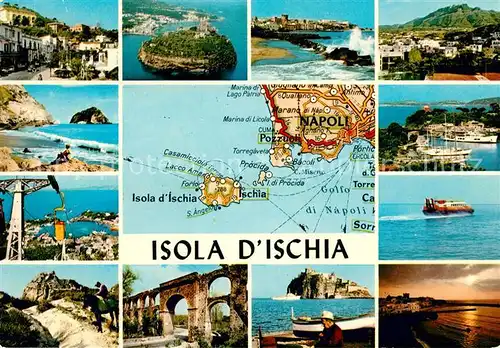 AK / Ansichtskarte Isola d Ischia Inselansichten Seilbahn Hafen Strand Faehre Viadukt Kat. Golfo di Napoli