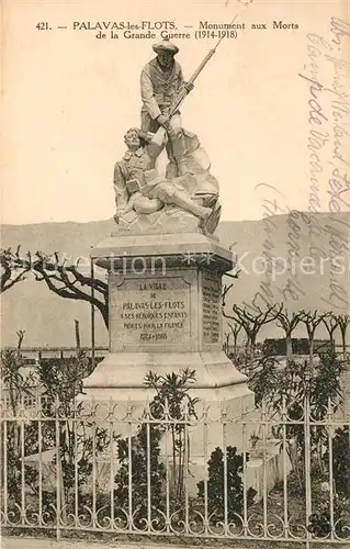 AK / Ansichtskarte Palavas les Flots Herault Monument aux Morts de la Grande Guerre Kat. Palavas les Flots