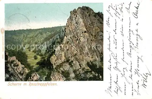 AK / Ansichtskarte Thale Harz Schurre mit Rosstrappfelsen Kat. Thale