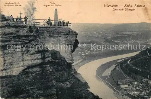 AK / Ansichtskarte Bad Schandau Aussichtsplattform Lilienstein Tafelberg Elbsandsteingebirge Saeule August des Starken Kat. Bad Schandau