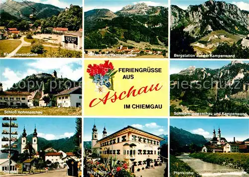 AK / Ansichtskarte Aschau Chiemgau Schloss Hohenaschau Pfarrkirche Hotel Post  Kat. Aschau i.Chiemgau