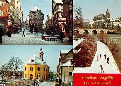 AK / Ansichtskarte Wetzlar Fachwerkhaeuser Bruecke Kirche Kat. Wetzlar