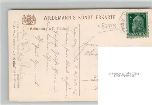 AK / Ansichtskarte Verlag Wiedemann WIRO Nr. 2371 A Rothenburg Tauber Ploenlein  Kat. Verlage