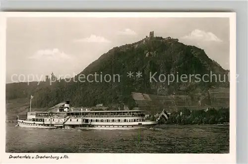 AK / Ansichtskarte Dampfer Seitenrad Rheinland Drachenfels Drachenburg  Kat. Schiffe