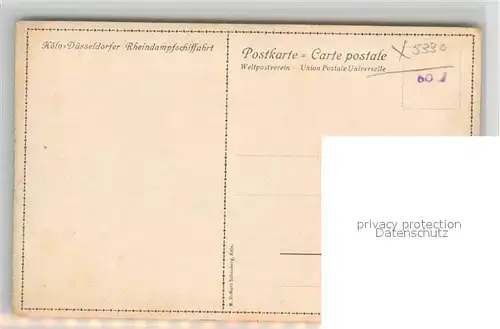 AK / Ansichtskarte Dampfer Seitenrad Koenigswinter Koeln Duesseldorfer Rheindampfschifffahrt Kuenstlerkarte Kat. Schiffe