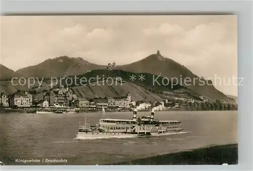 AK / Ansichtskarte Dampfer Seitenrad Koenigswinter Drachenfels  Kat. Schiffe