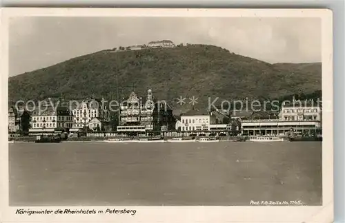 AK / Ansichtskarte Foto Zeitz F.G. Nr. 1145 Koenigswinter Rheinhotels Petersberg  Kat. Berchtesgaden