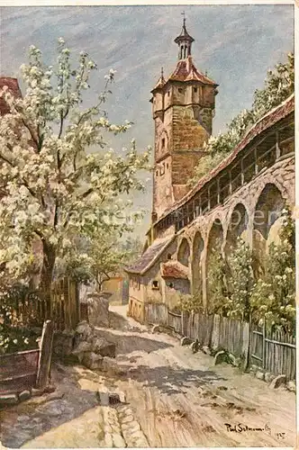AK / Ansichtskarte Sollmann Paul Rothenburg Tauber Stadtmauerpartie Klingenturm  Kat. Kuenstlerkarte