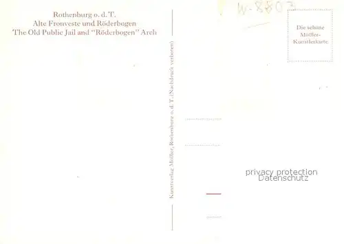 AK / Ansichtskarte Moessler L. Rothenburg Tauber Alte Fronveste Roederbogen  Kat. Kuenstlerkarte