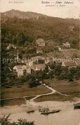 AK / Ansichtskarte Rathen Saechsische Schweiz ueberfahrt zur Bastei Elbe Fels Rauenstein Elbsandsteingebirge Kat. Rathen Sachsen