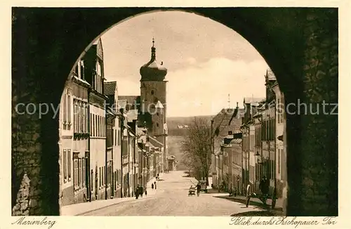 AK / Ansichtskarte Marienberg Erzgebirge Blick durchs Zschopauer Tor Kirche Kupfertiefdruck Kat. Marienberg