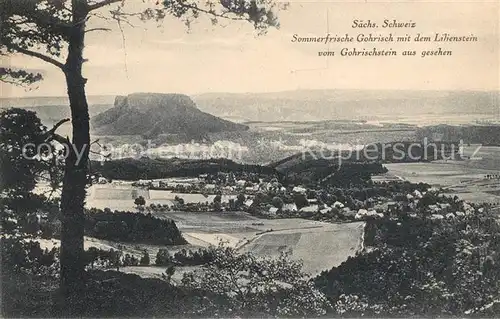 AK / Ansichtskarte Gohrisch Sommerfrische mit Lilienstein Tafelberg Elbsandsteingebirge vom Gohrischstein aus gesehen Kat. Gohrisch