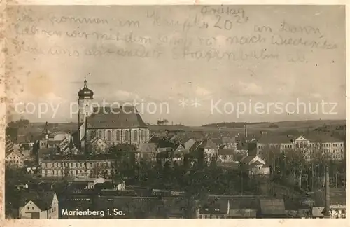 AK / Ansichtskarte Marienberg Erzgebirge Ortsansicht mit Kirche Kat. Marienberg