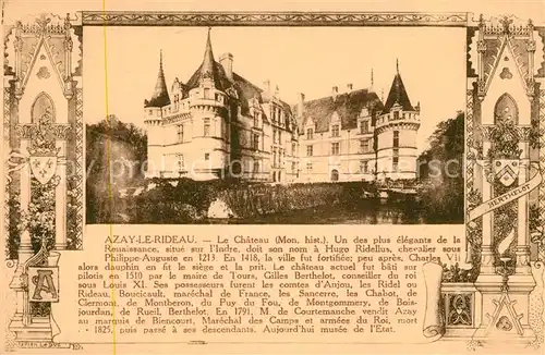 AK / Ansichtskarte Azay le Rideau Chateau Monument historique Kat. Azay le Rideau