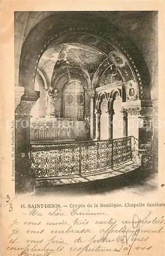 AK / Ansichtskarte Saint Denis Seine Saint Denis Crypte de la Basilique Chapelle funebre