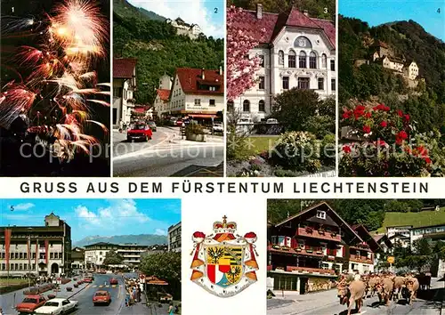 AK / Ansichtskarte Liechtenstein  Feuerwerk Schloss Vaduz Regierungsgebaeude Kat. Liechtenstein