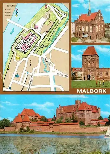 AK / Ansichtskarte Malbork Gotycki ratusz Brama Garncaska Zespol zamku pokrzyzackiego od strony Nogatu Kat. Marienburg Westpreussen