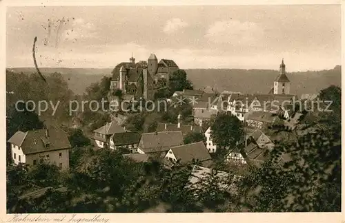 AK / Ansichtskarte Hohnstein Saechsische Schweiz Ortsansicht mit Kirche und Jugendburg Kat. Hohnstein