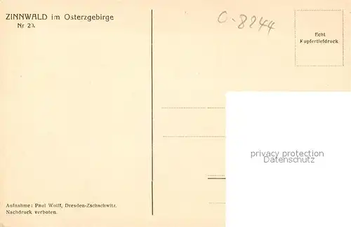 AK / Ansichtskarte Zinnwald Georgenfeld Durchblick auf Felder und Wiesen Kupfertiefdruck Kat. Altenberg
