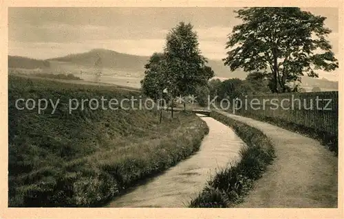 AK / Ansichtskarte Oberschlema Erzgebirge Partie am Flossgraben mit Gleesberg Radiumbad Kat. Bad Schlema