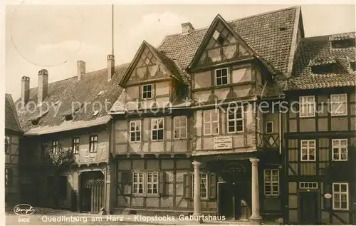 AK / Ansichtskarte Quedlinburg Klopstocks Geburtshaus Dichter Historisches Gebaeude Kat. Quedlinburg