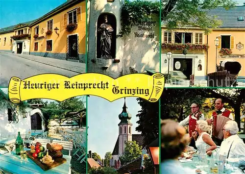 AK / Ansichtskarte Grinzing Wien Heuriger Weingut Reinprecht Terrasse Kirche Musiker Kat. Doebling