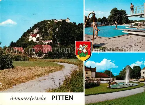 AK / Ansichtskarte Pitten Schlossberg Schwimmbad Springbrunnen Kat. Pitten