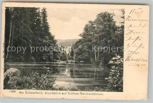 AK / Ansichtskarte Reinhardsbrunn Schaerteich Durchblick auf Schloss Kat. Friedrichroda