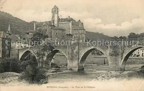 AK / Ansichtskarte Estaing Aveyron Le Pont et le Chateau Kat. Estaing