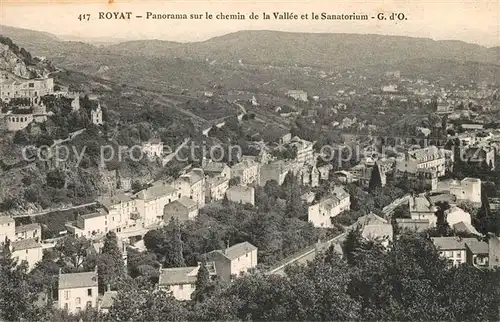 AK / Ansichtskarte Royat les Bains Panorama sur le chemin de Vallee et le Sanatorium
