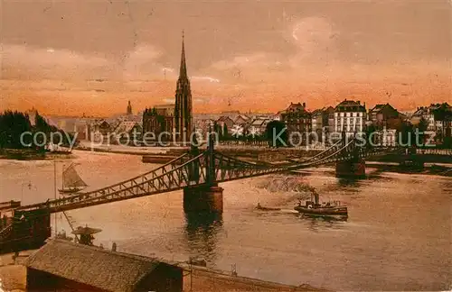 AK / Ansichtskarte Sachsenhausen Frankfurt Ansicht vom eisernen Steg Blick zum Dom Kuenstlerkarte Kat. Frankfurt am Main