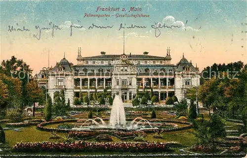 AK / Ansichtskarte Frankfurt Main Palmengarten Springbrunnen Gesellschaftshaus Kat. Frankfurt am Main