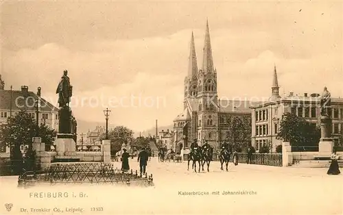 AK / Ansichtskarte Freiburg Breisgau Kaiserbruecke mit Johanniskirche Denkmal Kat. Freiburg im Breisgau