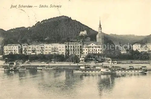 AK / Ansichtskarte Bad Schandau Blick ueber die Elbe zum Ort Raddampfer Kat. Bad Schandau