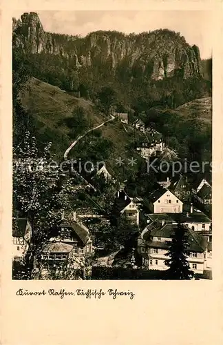 AK / Ansichtskarte Rathen Saechsische Schweiz Teilansicht mit Felsen Elbsandsteingebirge Kat. Rathen Sachsen