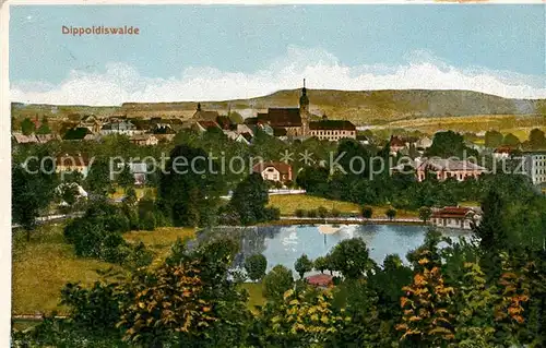 AK / Ansichtskarte Dippoldiswalde Osterzgebirge Ortsansicht mit See Kat. Dippoldiswalde