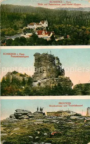 AK / Ansichtskarte Schierke Harz Sanatorium Hotel Hoppe Feuersteinklippen Brocken Brockenhaus Teufelskanzel Kat. Schierke Brocken