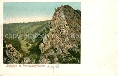 AK / Ansichtskarte Thale Harz Schurre mit Rosstrappfelsen Landschaftspanorama  Kat. Thale