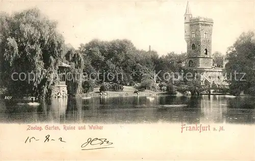 AK / Ansichtskarte Frankfurt Main Zoologischer Garten Ruine und Weiher Kat. Frankfurt am Main