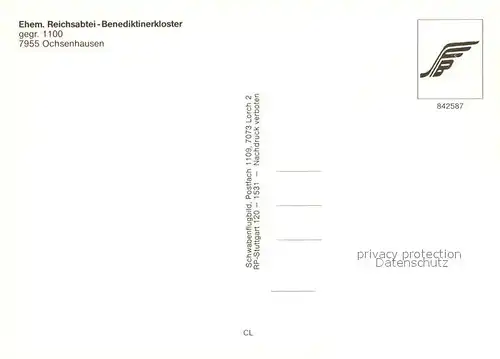 AK / Ansichtskarte Ochsenhausen Fliegeraufnahme Reichsabtei Benediktinerkloster Kat. Ochsenhausen