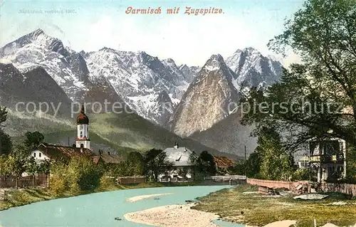 AK / Ansichtskarte Garmisch Partenkirchen mit Zugspitze Kat. Garmisch Partenkirchen